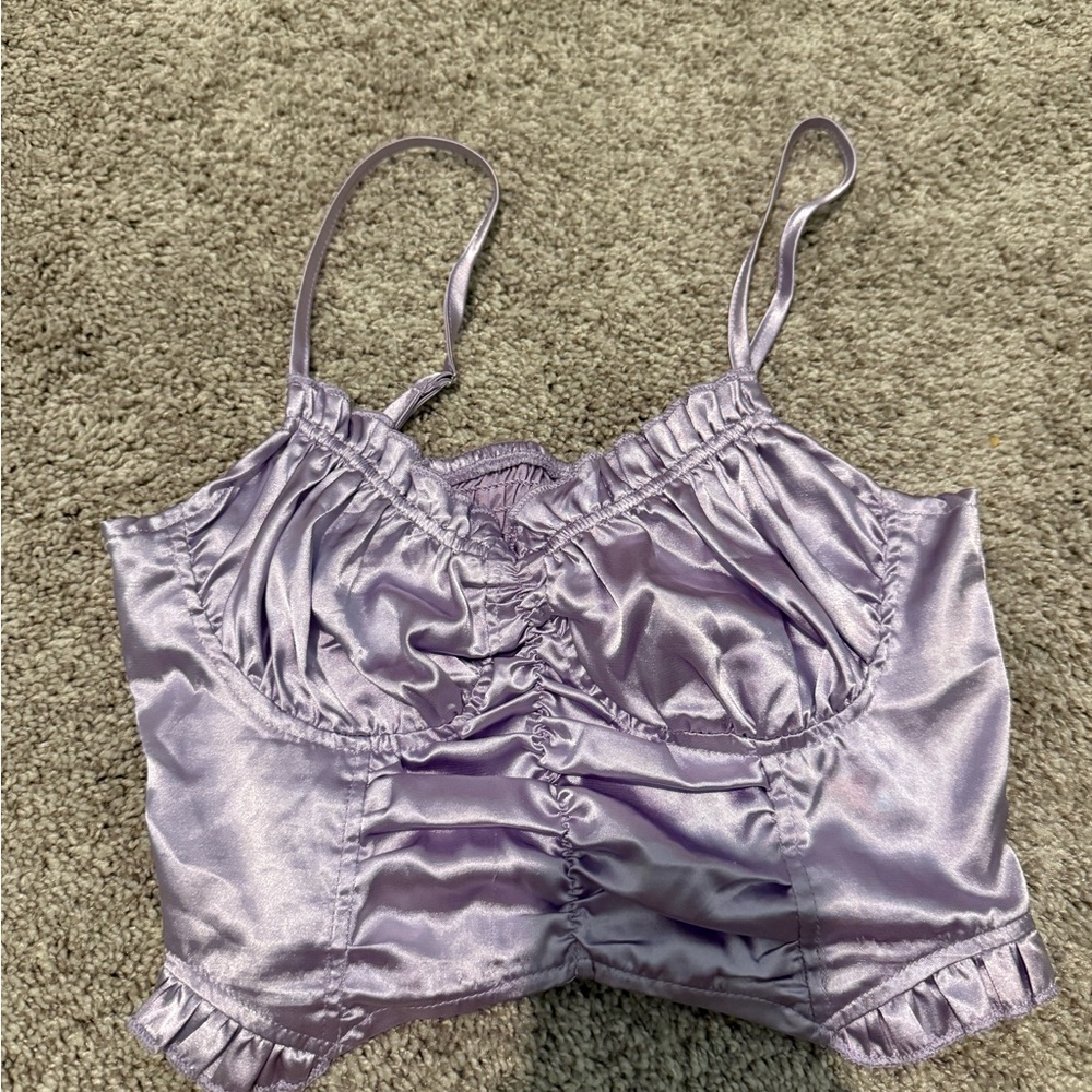 Lavender Satin Crop Top